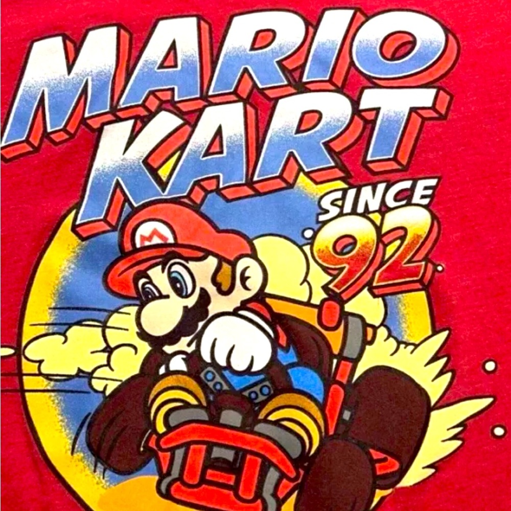Mario Kart Short Sleeve Retro Since 92 Shirt Mens Large Red Super Mario Game